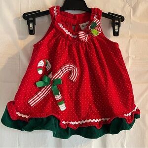 Vtg Christmas Romper‎ Baby Size 6 Months Holiday Festive Candy Cane Whimsical